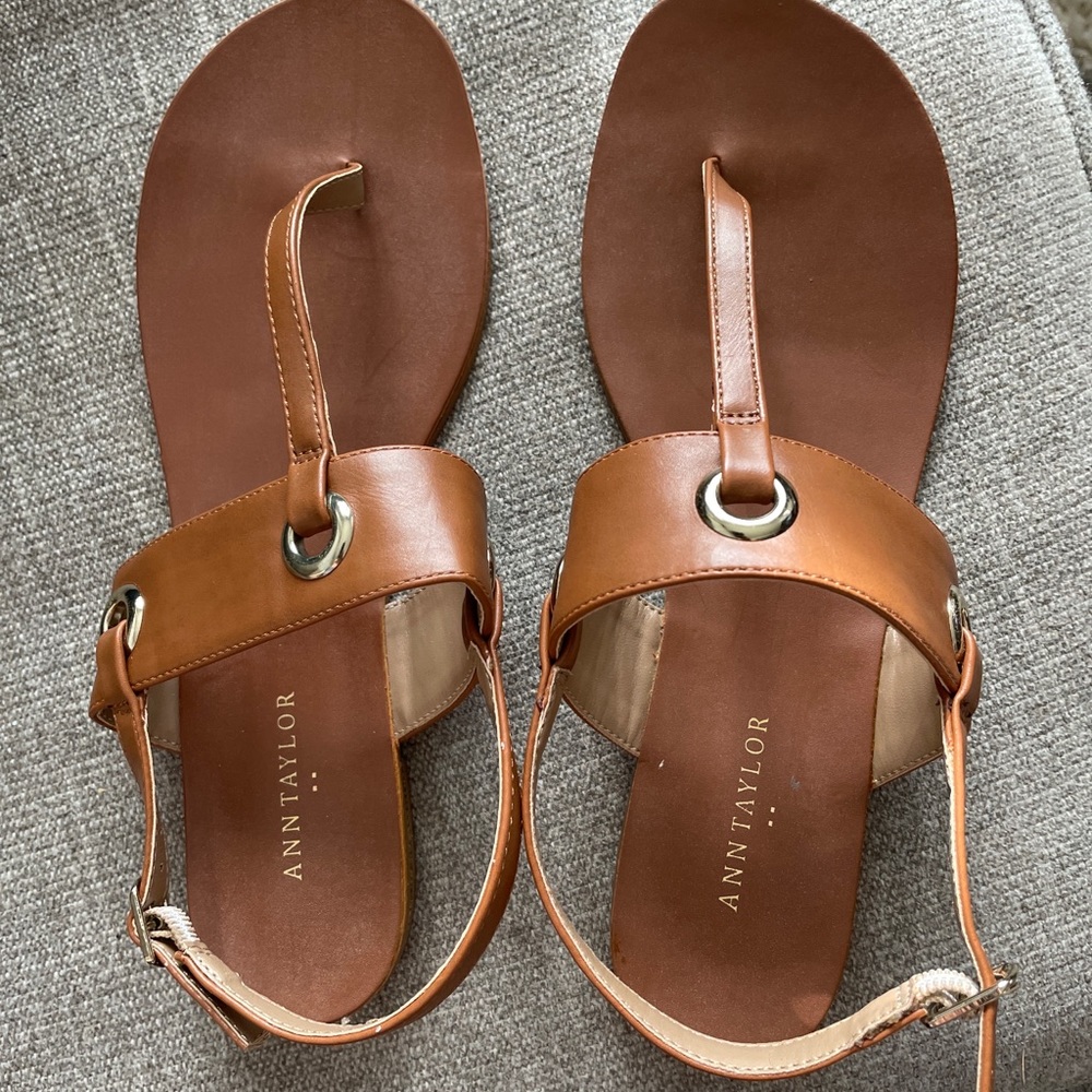 Ann Taylor Tan Thong Sandals